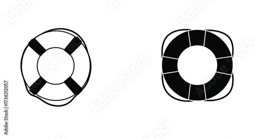 Simple black and white illustration of two life preserver rings