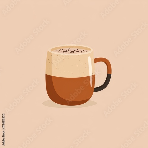 Warm and Cozy Two-Tone Coffee Mug with Froth, a Minimalist Vector Graphic.
