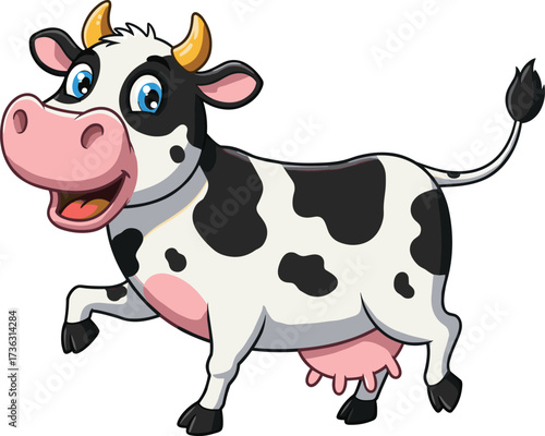 Cartoon cow illustration, cute farm animal character, happy dairy cow mascot, smiling livestock drawing, playful children’s design, funny agriculture artwork, adorable bovine clipart
