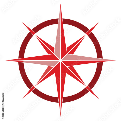 Red Rose Compass Rose Wind Rose Symbol navigation direction