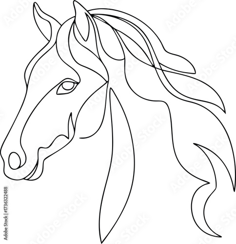 Horse head continuous line drawing Continous line drawing graphic animal equine