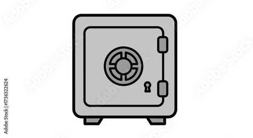 Gray Safe with Combination Lock and Hinges Security Box.