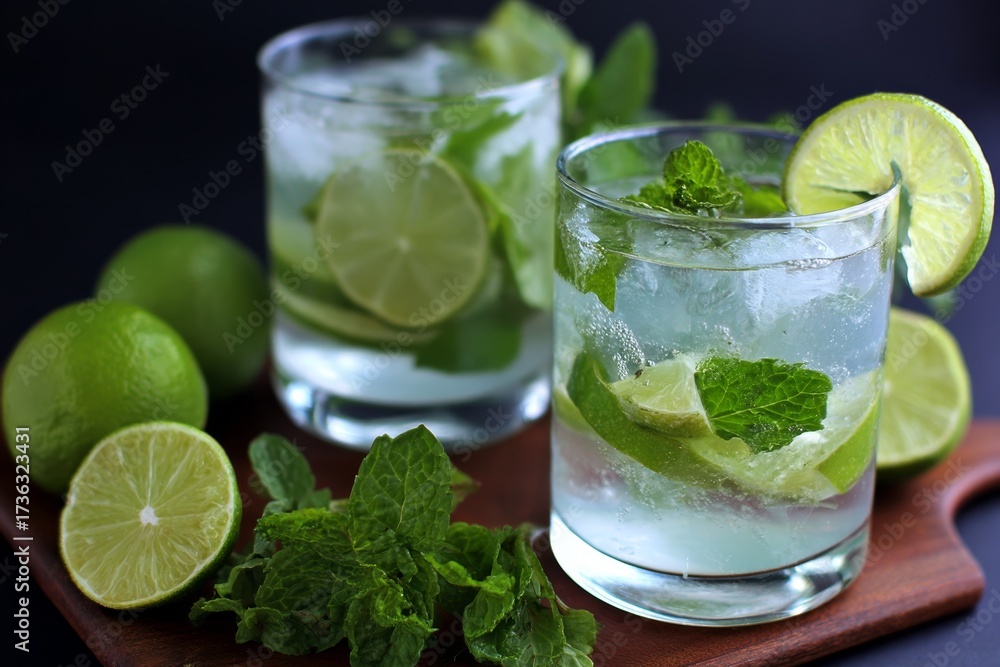 Fototapeta premium Classic mojito with mint and lime.
