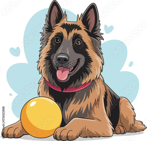Cute cartoon a illustrator vector Belgian Shepherd