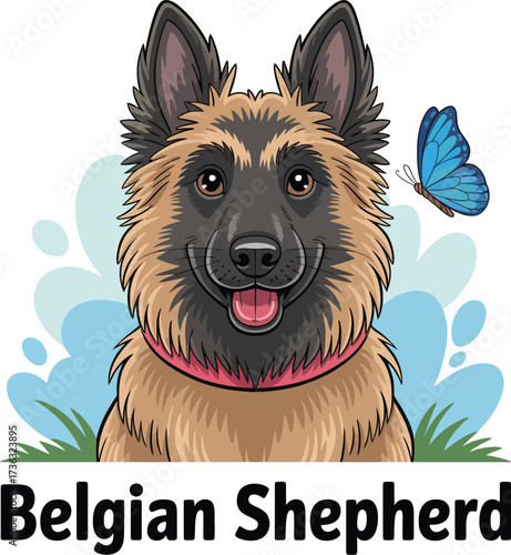Cute cartoon a illustrator vector Belgian Shepherd