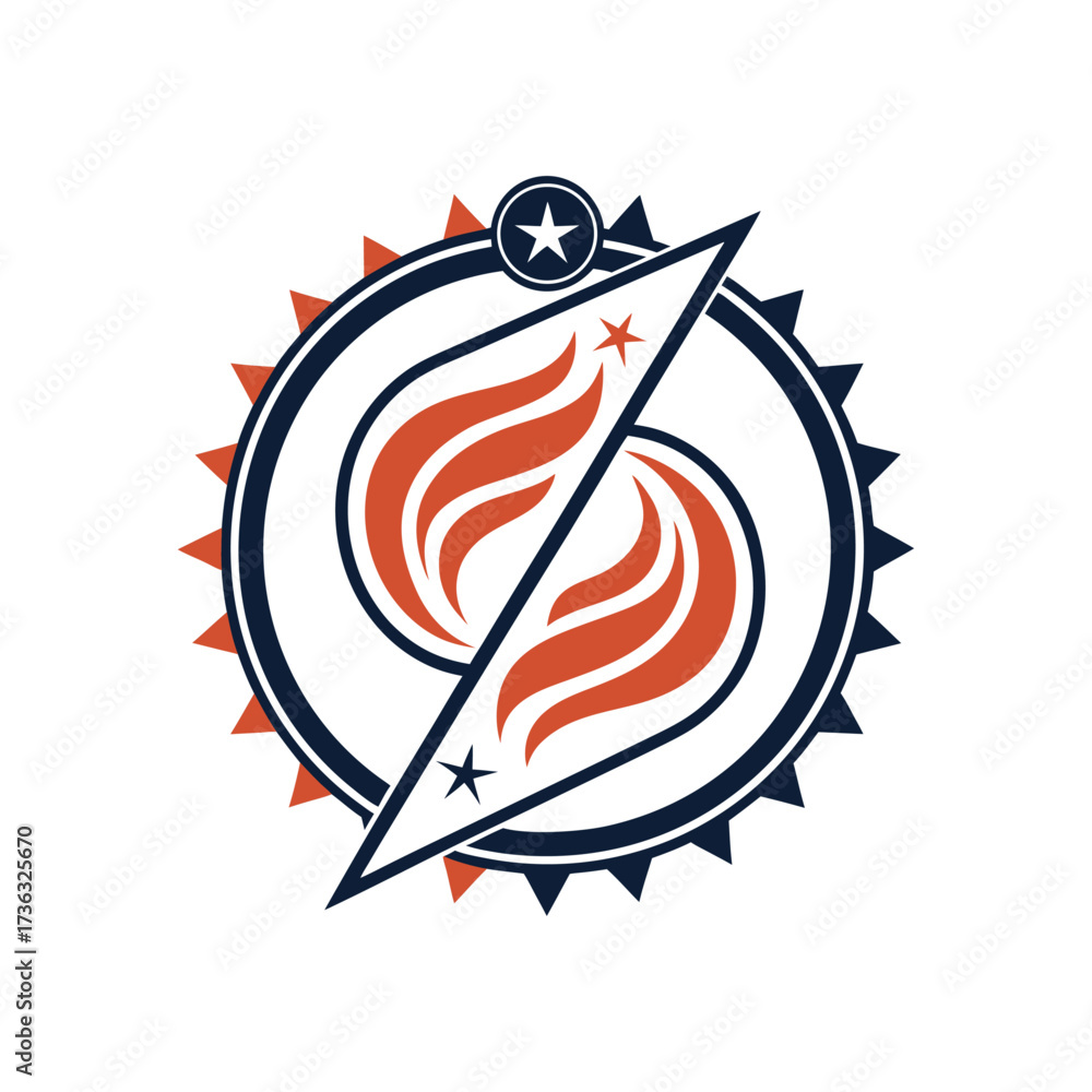 Obraz premium Abstract fire and star emblem vector logo design