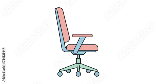 Modern Ergonomic Office Chair with Pastel Pink and Teal Accents.