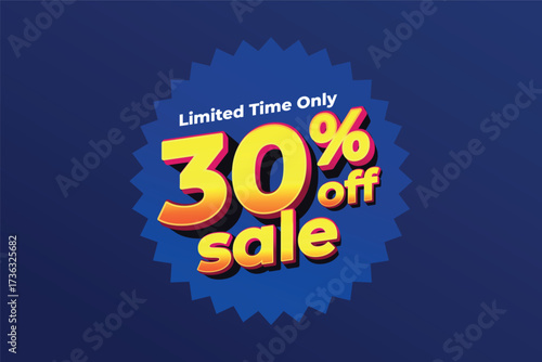 limited time 30 percent sale off promo blue background