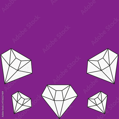 Vector Diamond stone Frame with Empty space for text. Vector illustration of simple geometric Diamond Frame with copy space. Perfect poster for jewelry store. EPS 10