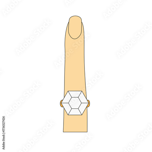 Vector illustration of Wedding Ring on the woman finger isolated transparent background. Perfect engagement ring with diamond for wedding invitation card poster cover template design. EPS 10