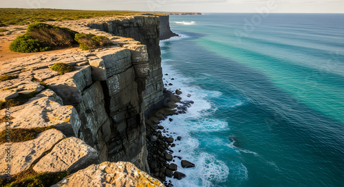 Cliffside ocean view sunlight landscape