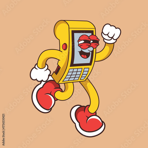 Retro character design of dance payment terminal