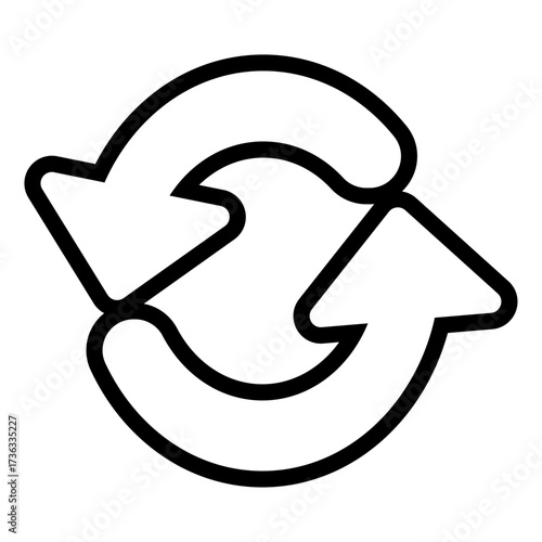 Circular Sync Arrows Icon – Outline Loop Symbol Illustration