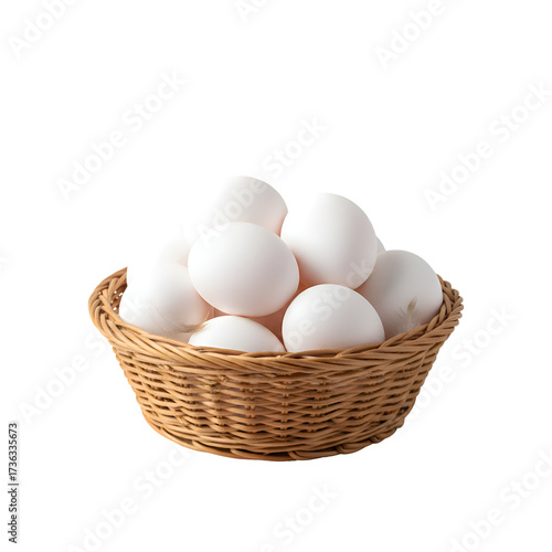 Wallpaper Mural Healthy Organic Eggs in Rustic Basket on white background  Torontodigital.ca