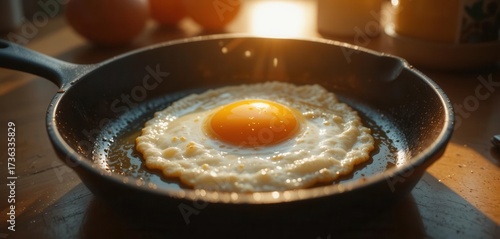 Delicious Breakfast Scene Featuring a Perfectly Cooked Egg and Warm, Inviting Atmosphere