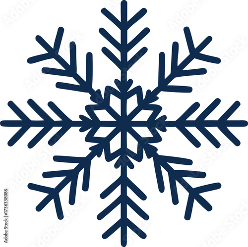Photos Single snowflake with blue outline illustration on a white background