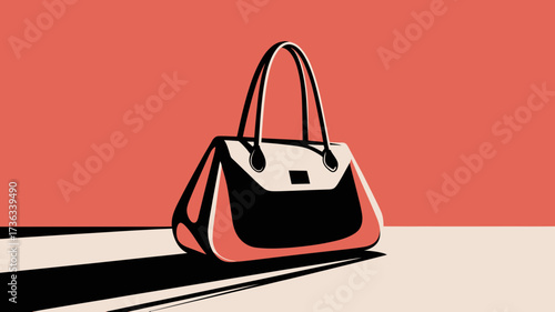 Chic tote bag illustration adds modern flair to fashion projects, perfect for style blogs, boutique ads, or design portfolios with its bold graphic style
