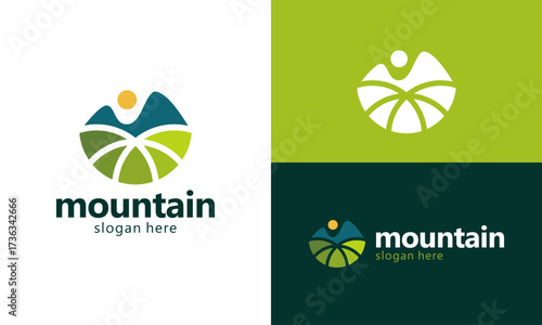 Landscape logo design. Abstract mountain hills concept vector design symbol graphic icon