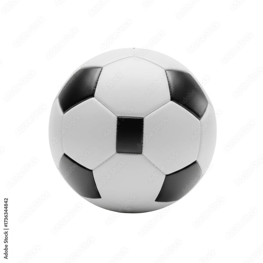 Fototapeta premium Monochrome soccer ball illustration emphasizing contrast and symmetry on transparent layer