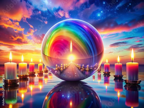 Prismatic Sphere Rainbow Reflection Magic Candles Drone Photography