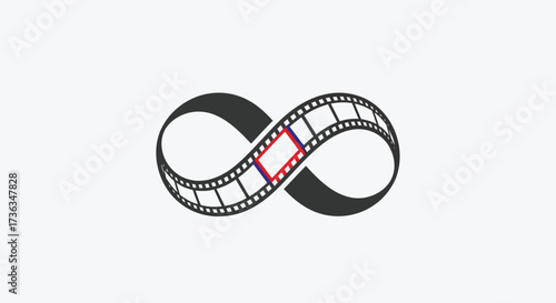Editable vector infinity film strip logo design vector illustration for movie production company and film industry
