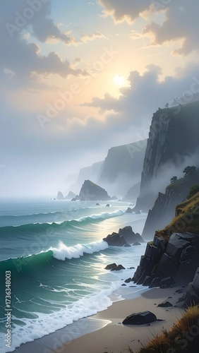 Coastal landscape at sunset (6)