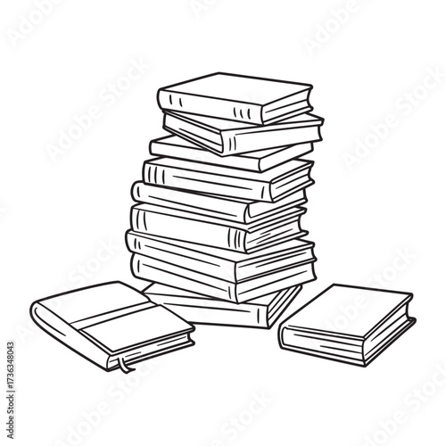 A Stack of Books with Individual Books Around its Base Portraying Learning Education and the Value of Knowledge