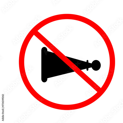 No Honking Sign, Car Horn Prohibition | Red Circle Road Regulation Icon vector

