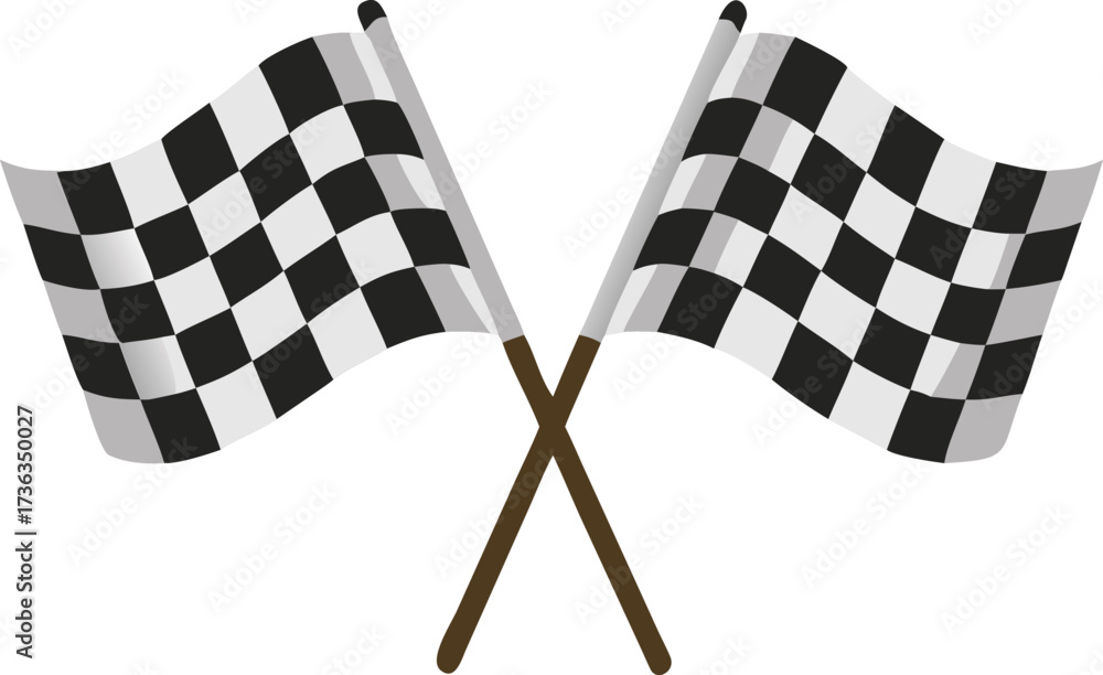 Fototapeta premium Two crossed checkered flags for racing finish, celebration, or victory concept