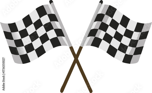 Two crossed checkered flags for racing finish, celebration, or victory concept