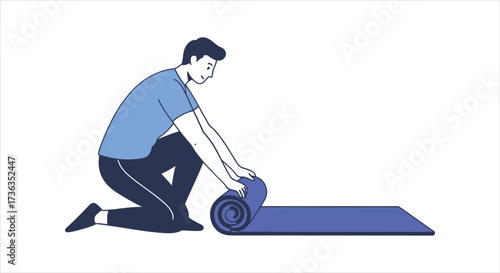Man Rolling Out Yoga Mat for Workout
