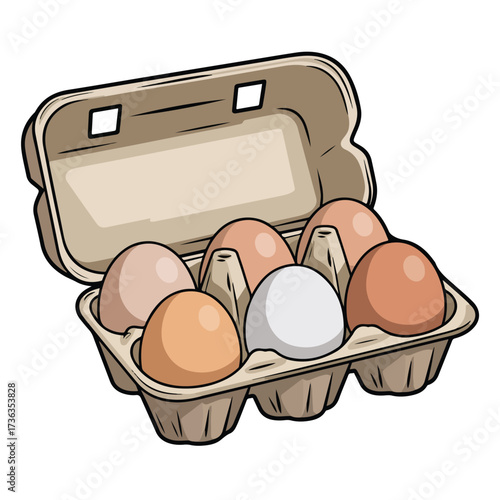 Fresh brown eggs in a cardboard carton for a healthy breakfast