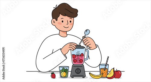 Healthy Lifestyle Blending Fruit For Nutrition