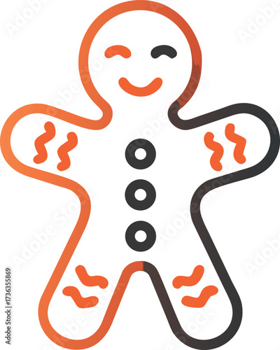 Christmas gingerbread man outline icon, Cute cookie character line art
