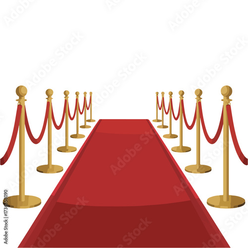 Luxurious red velvet carpet entrance for a VIP Hollywood celebrity gala premiere
