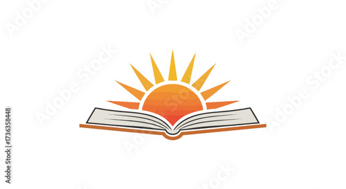 Editable vector book with sun logo design vector illustration for education learning and knowledge concept idea 100