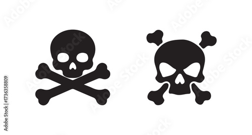 Skull and Crossbones emblem on a white background, triangular caution sign depicts a black skull, vector illustration eps 10.