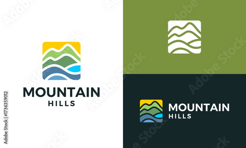 Landscape logo design. Abstract mountain hills concept vector design symbol graphic icon