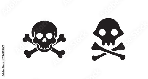 Skull and Crossbones, Poison Hazard Warning Sign,triangular warning sign with a black skull and crossbones, vector illustration eps 10.