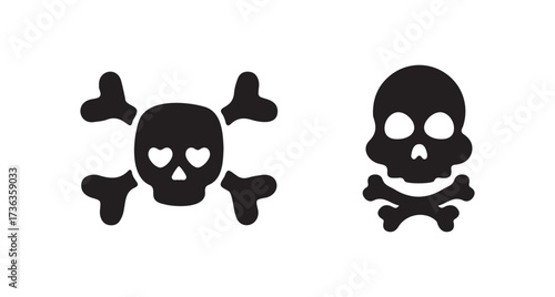 Skull and Crossbones emblem on a white background, triangular caution sign depicts a black skull, vector illustration eps 10.