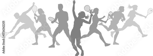 Silhouette Tennis Players S...