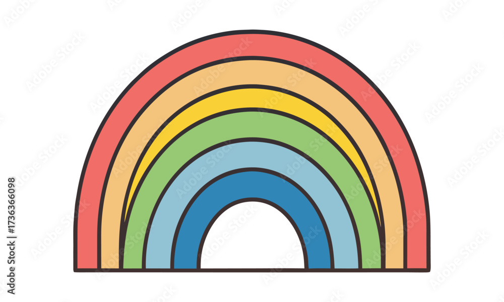 Fototapeta premium Minimal Colorful Rainbow Cartoon Vector