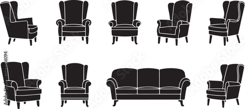Sofa and Armchair Furniture Silhouette Collection