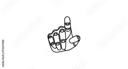 Detailed Outline of a Robotic Hand Pointing Upwards.