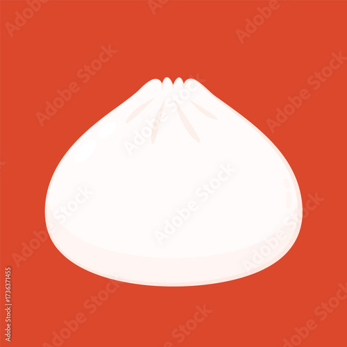 Dim sum, traditional Chinese dumplings, in bamboo steamer basket. Asian food vector illustration. Baozi or bao is Chinese food.