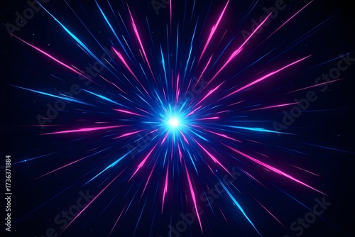 Explosion of Blue and Pink Light Streaks vibrant stock