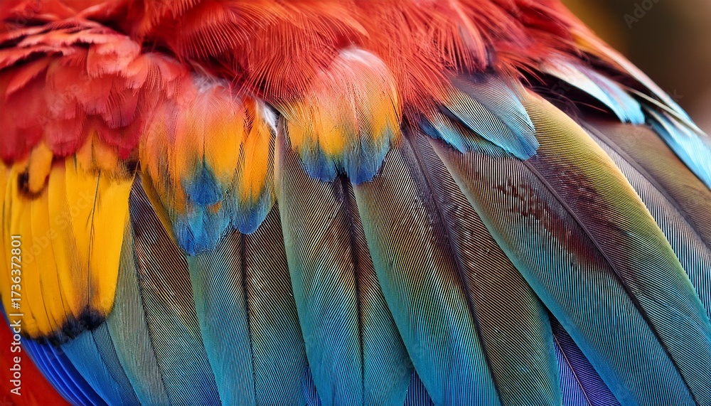 Obraz premium close up image of colorful feathers of flying birds