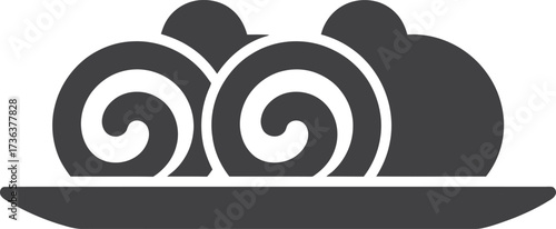 Stylized icon of swiss roll cake slices on a plate