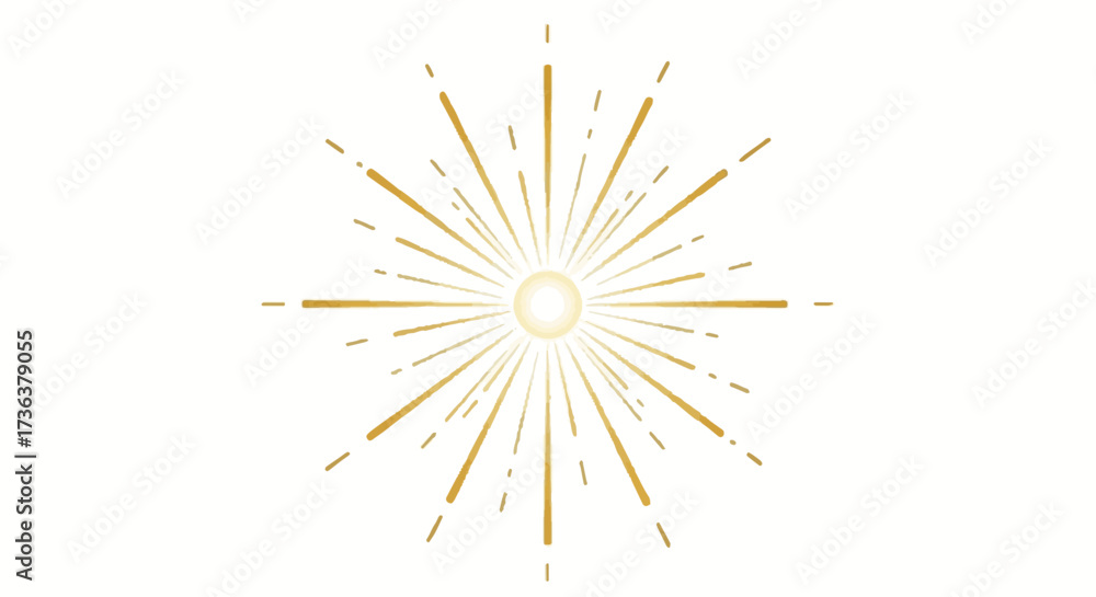 Obraz premium Radiant Golden Light Burst Vector, Elegant Starburst Design for All Saints Day, Spiritual and Celebratory Occasions