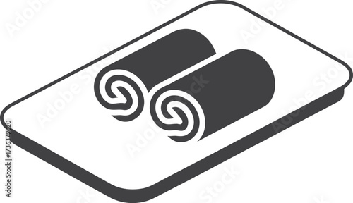 Simple isometric illustration of two sushi rolls on a plate